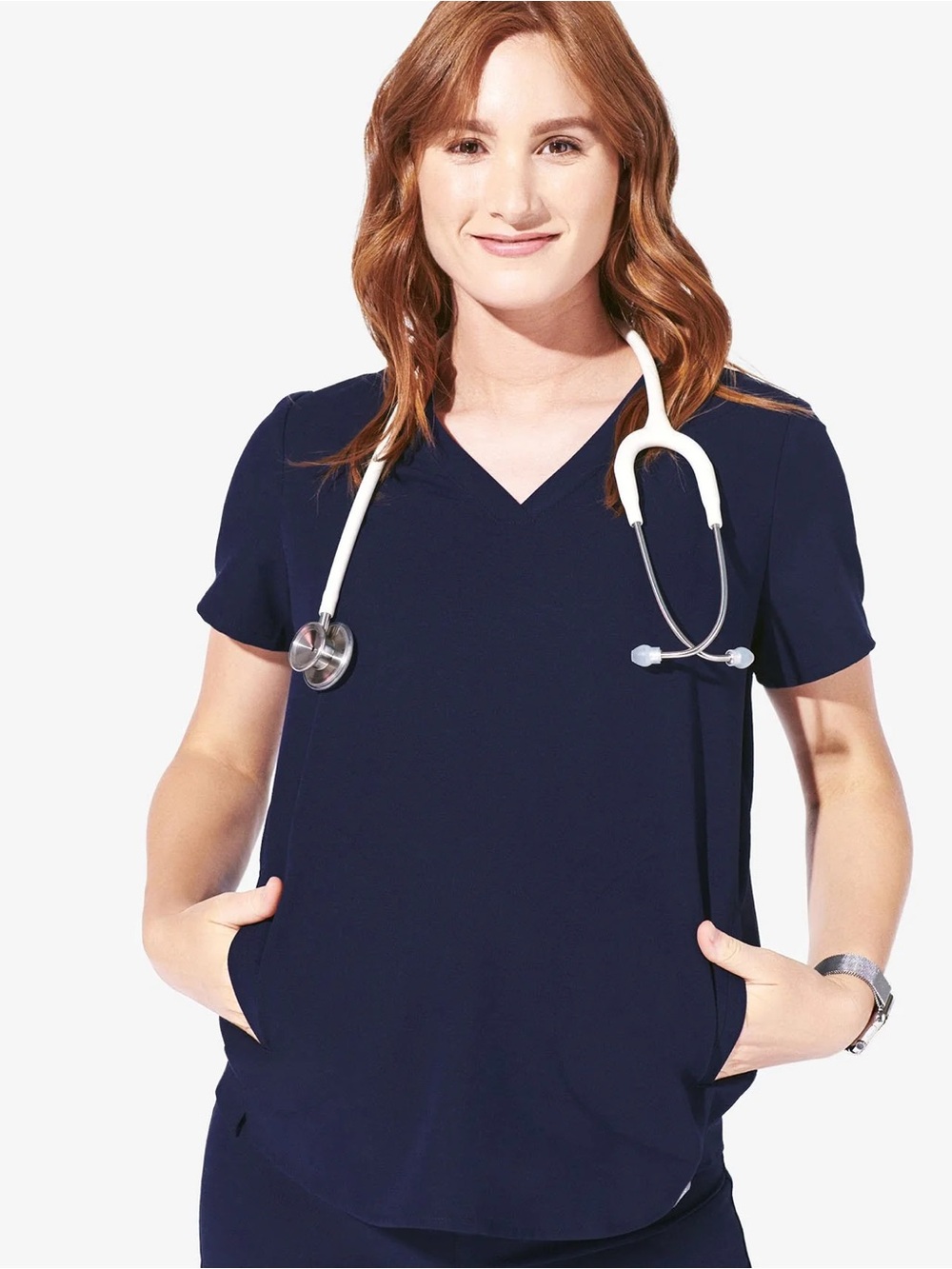 Figs Basa Maternity Scrub Top navy small